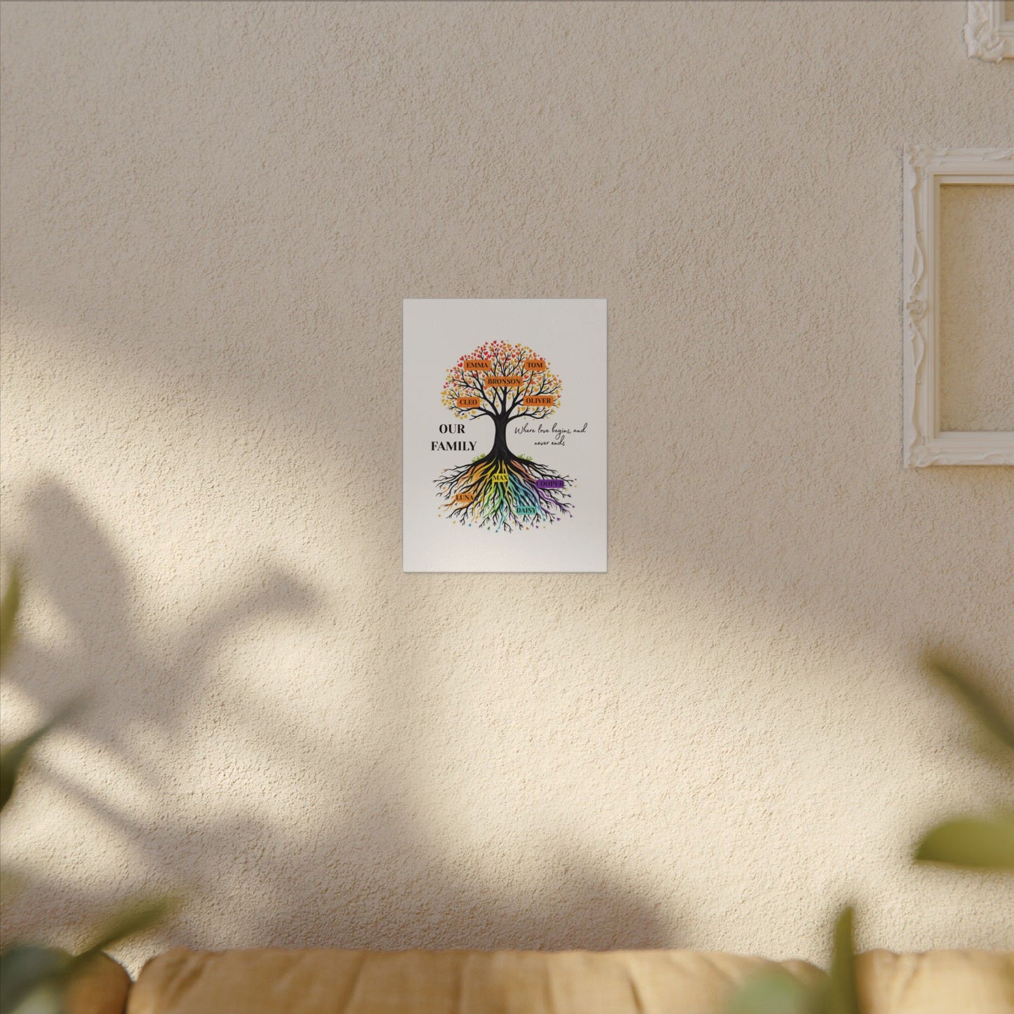 Family Tree Wall Art, Personalized Matte Canvas, Home Decor, Gift for Parents, Meaningful Art, Family Roots Decoration