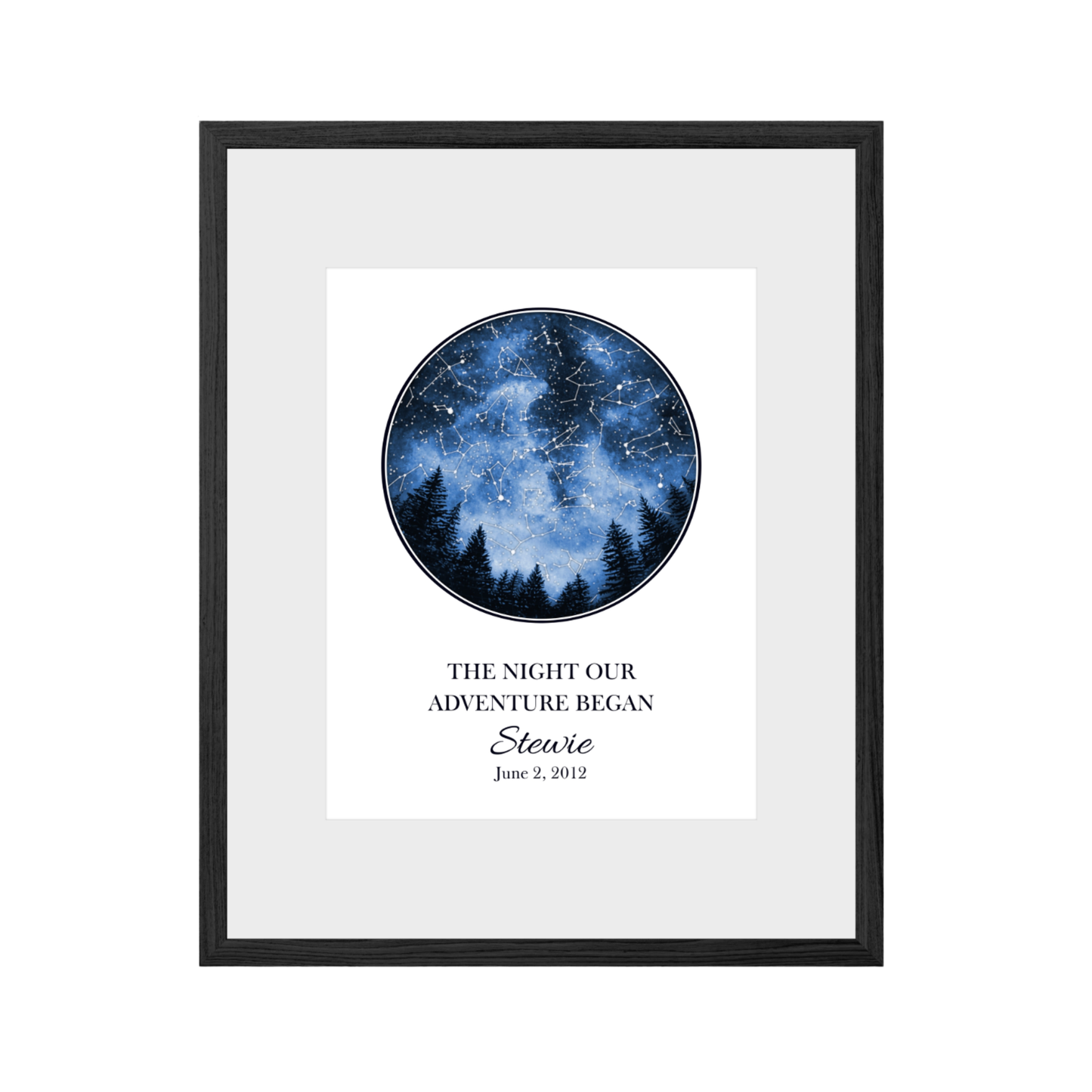 Custom Trees Star Map - The Night Our Adventure Began