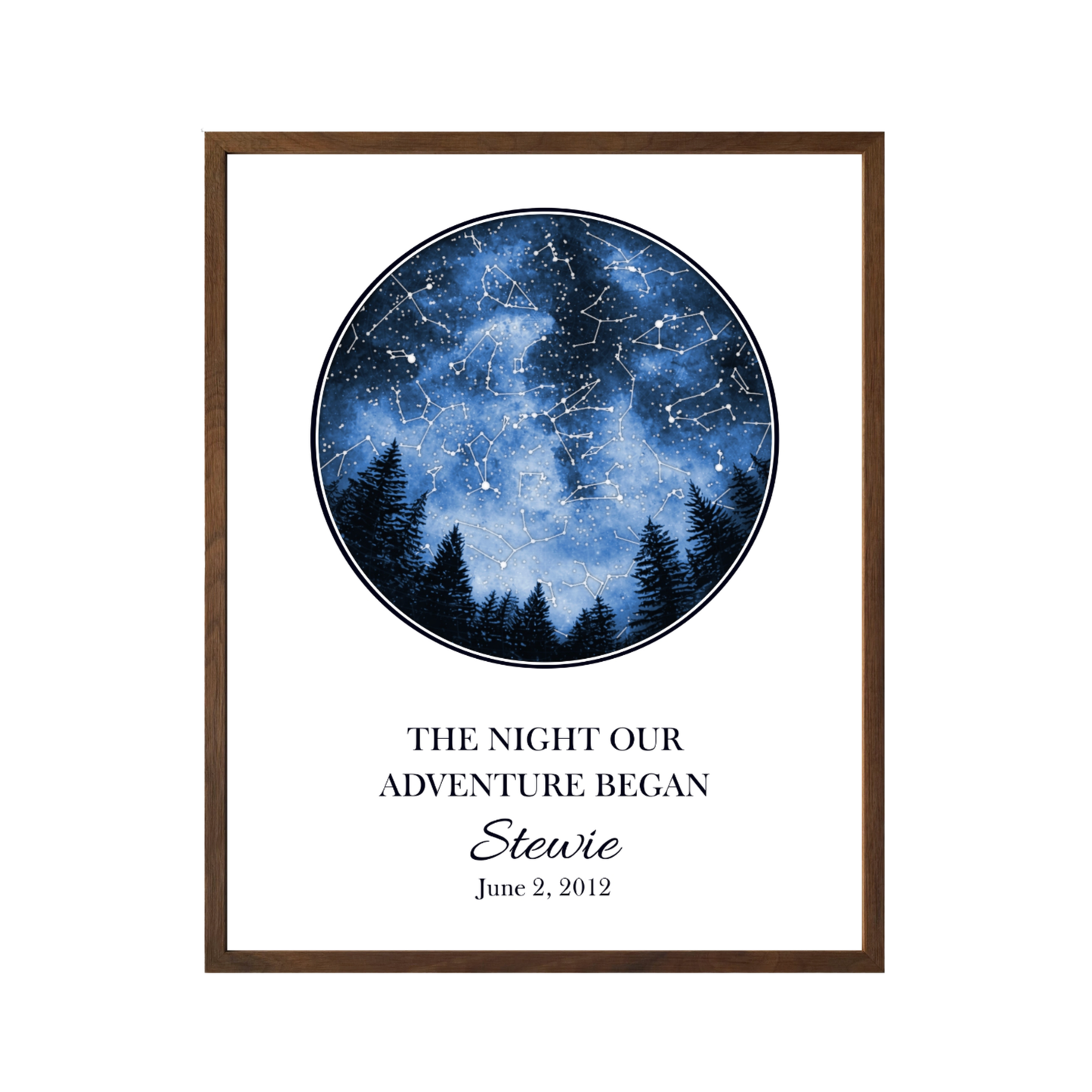 Custom Trees Star Map - The Night Our Adventure Began