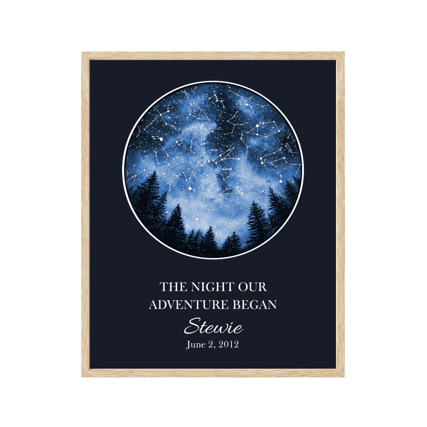 Custom Trees Star Map - The Night Our Adventure Began