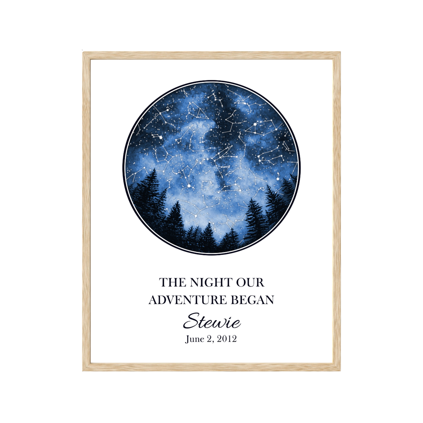 Custom Trees Star Map - The Night Our Adventure Began