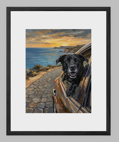 Wind in My Fur: The Ultimate Road Trip Custom Pet Portrait