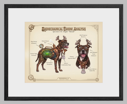 The Biomechanical Canine: Steampunk Anatomical Art