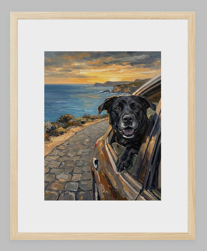 Wind in My Fur: The Ultimate Road Trip Custom Pet Portrait