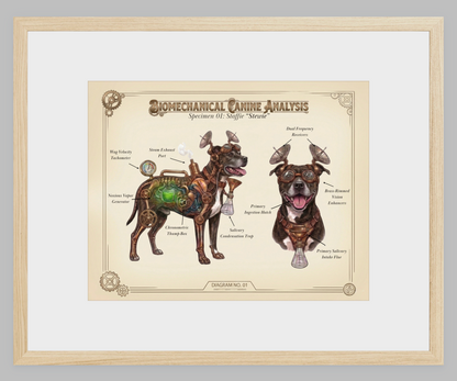 The Biomechanical Canine: Steampunk Anatomical Art