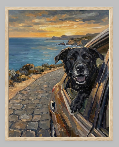 Wind in My Fur: The Ultimate Road Trip Custom Pet Portrait