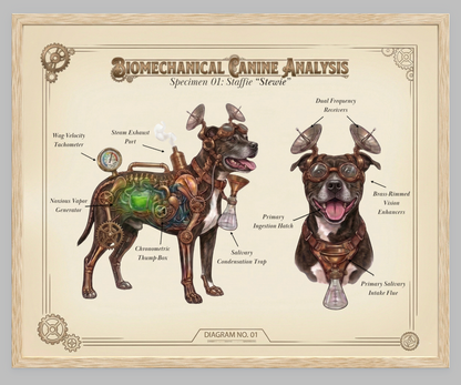 The Biomechanical Canine: Steampunk Anatomical Art