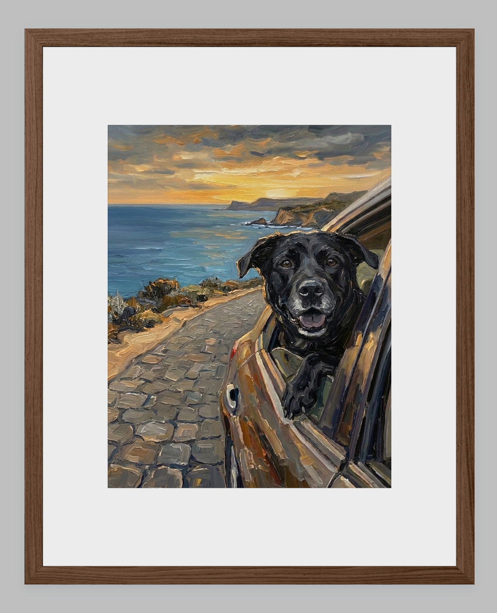 Wind in My Fur: The Ultimate Road Trip Custom Pet Portrait