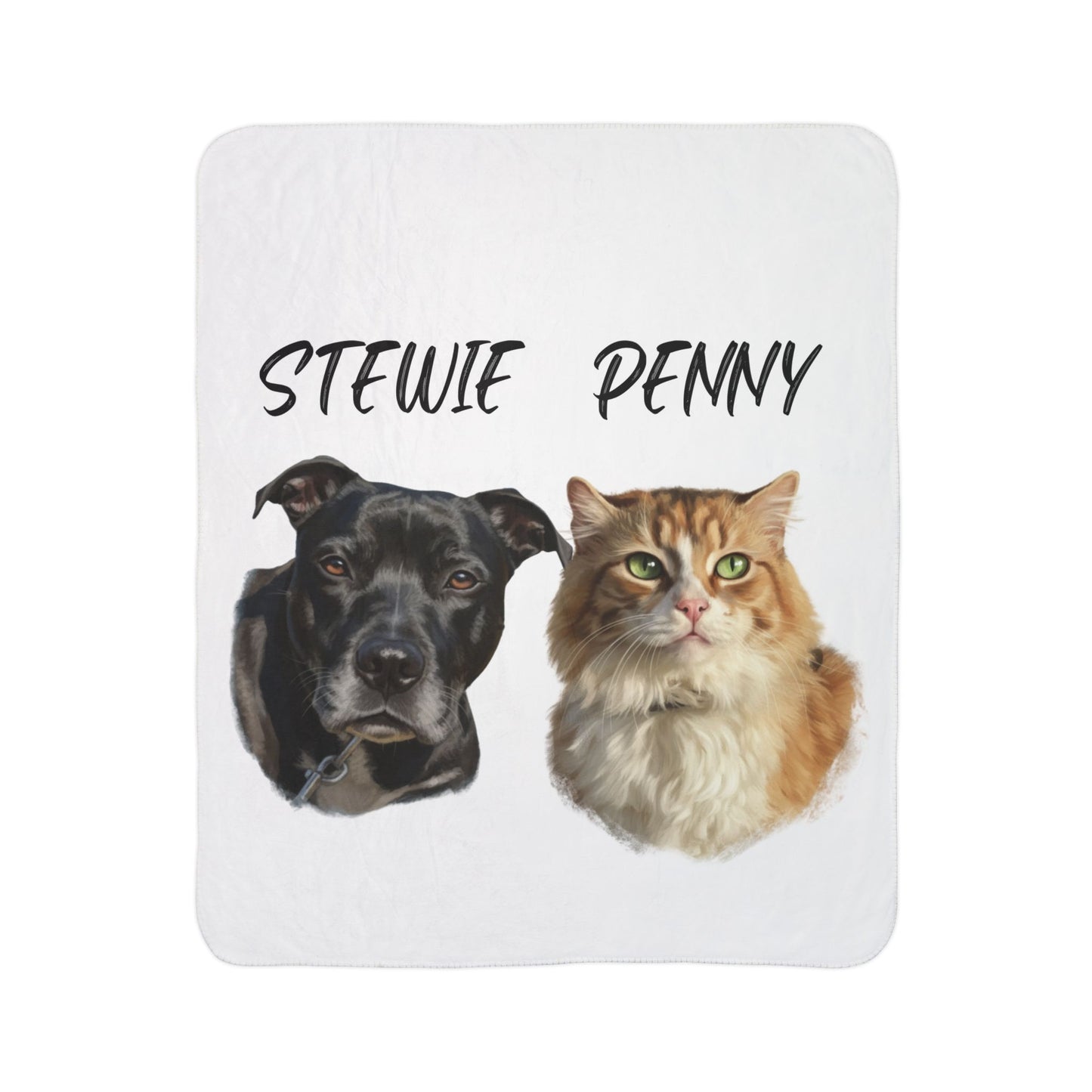 Personalized Sherpa Fleece Blanket with Pet Portrait