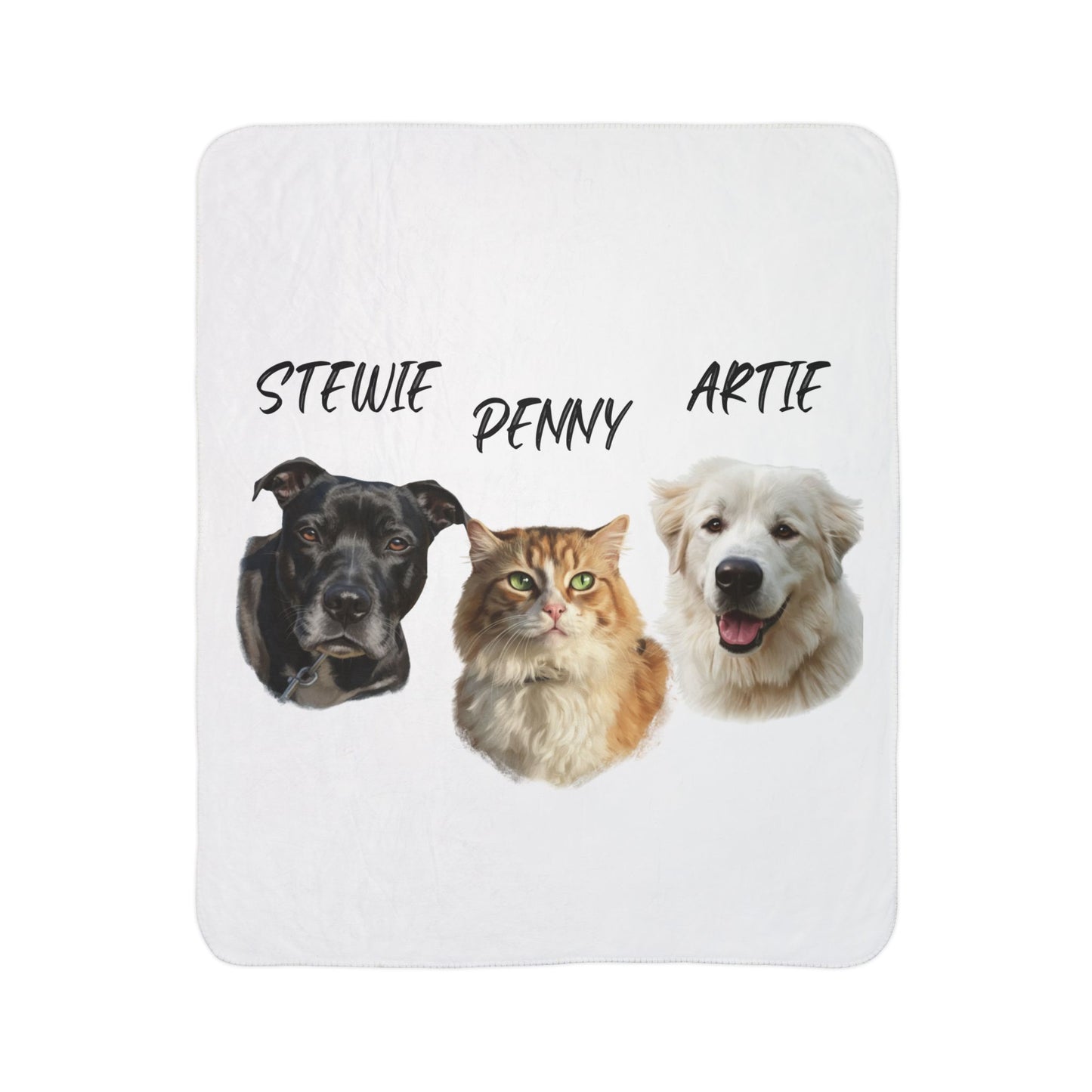 Personalized Sherpa Fleece Blanket with Pet Portrait