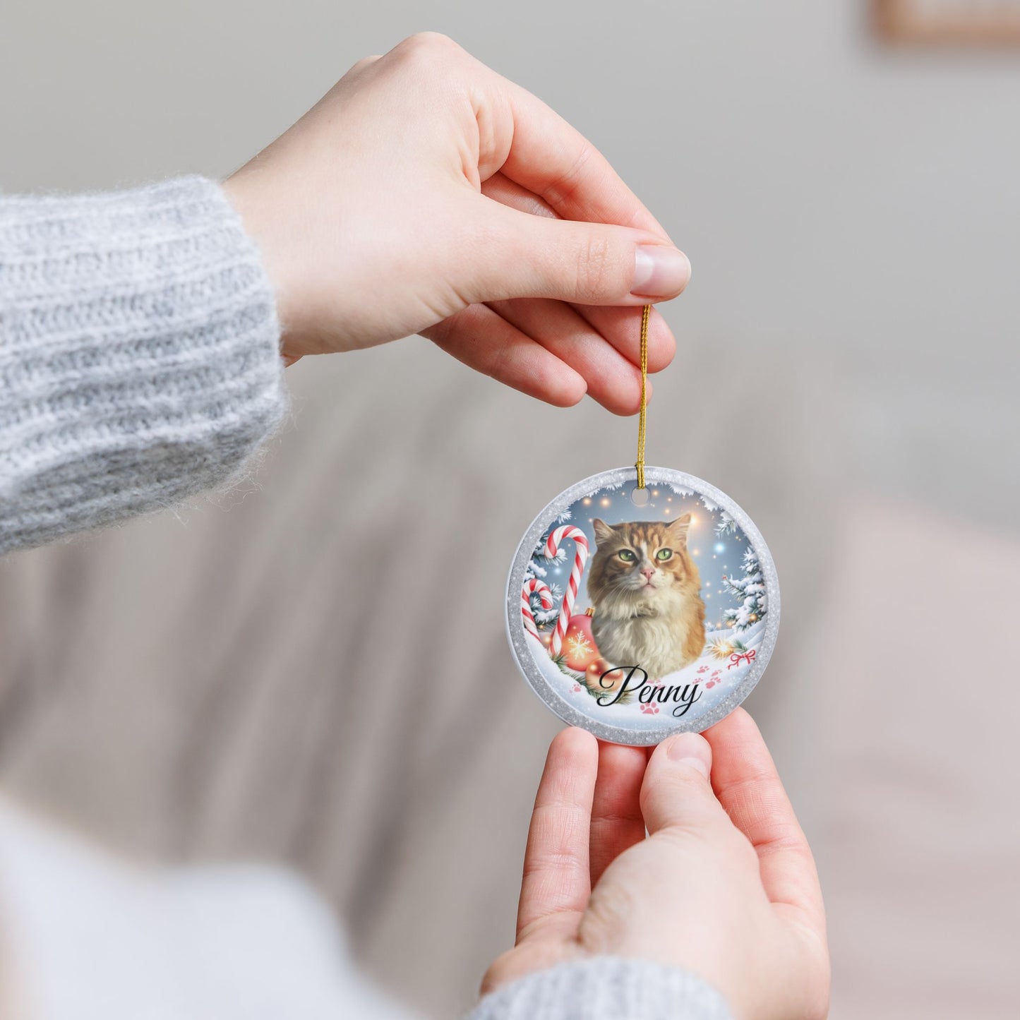 Personalized Pet Christmas Ornament – Festive Paw Print Holiday Keepsake