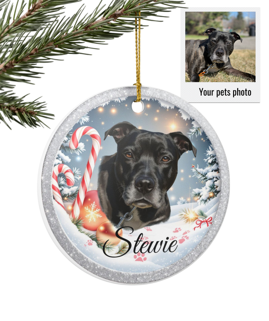 Personalized Pet Christmas Ornament – Festive Paw Print Holiday Keepsake