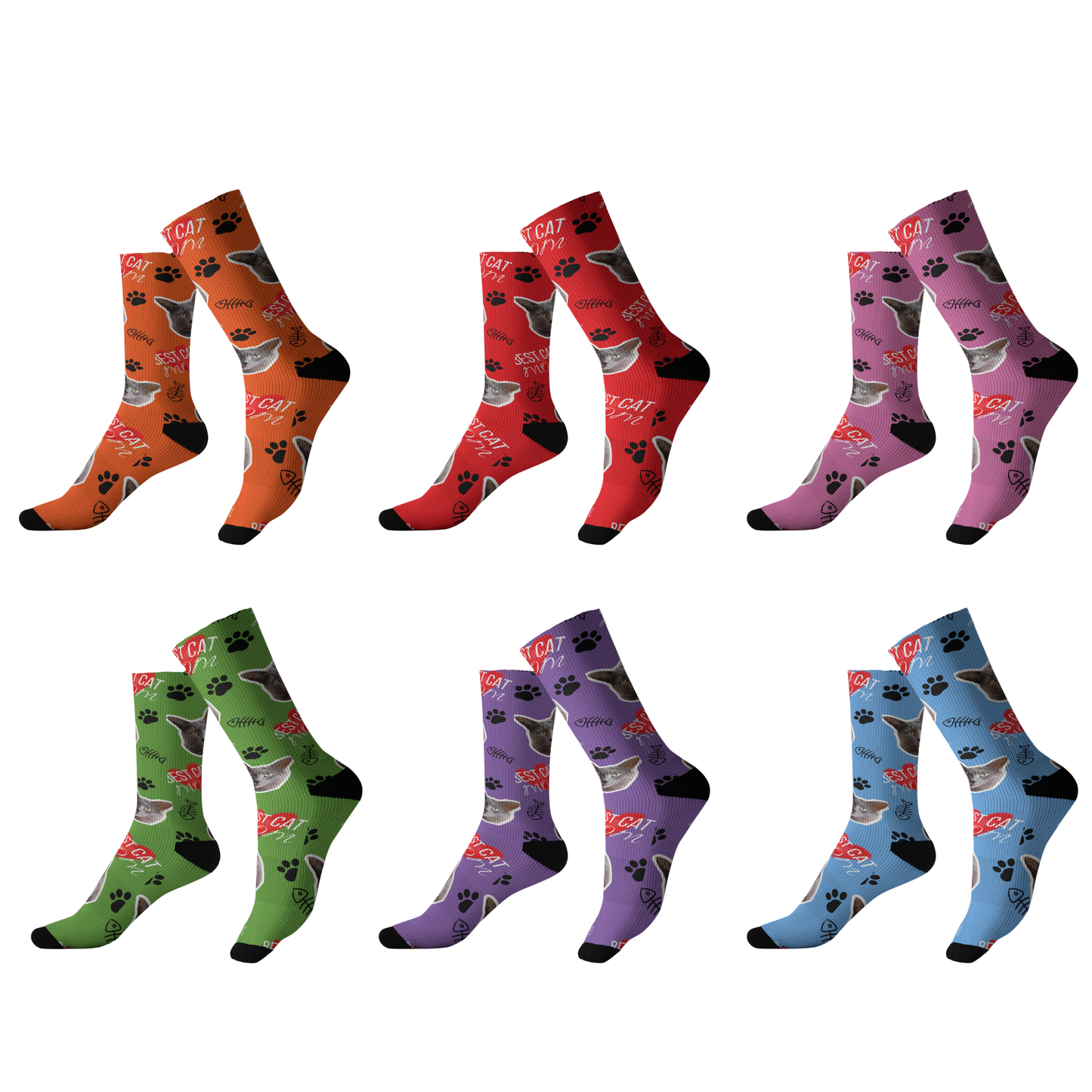 Best Cat Mom On Duty- Custom CAT Face Socks