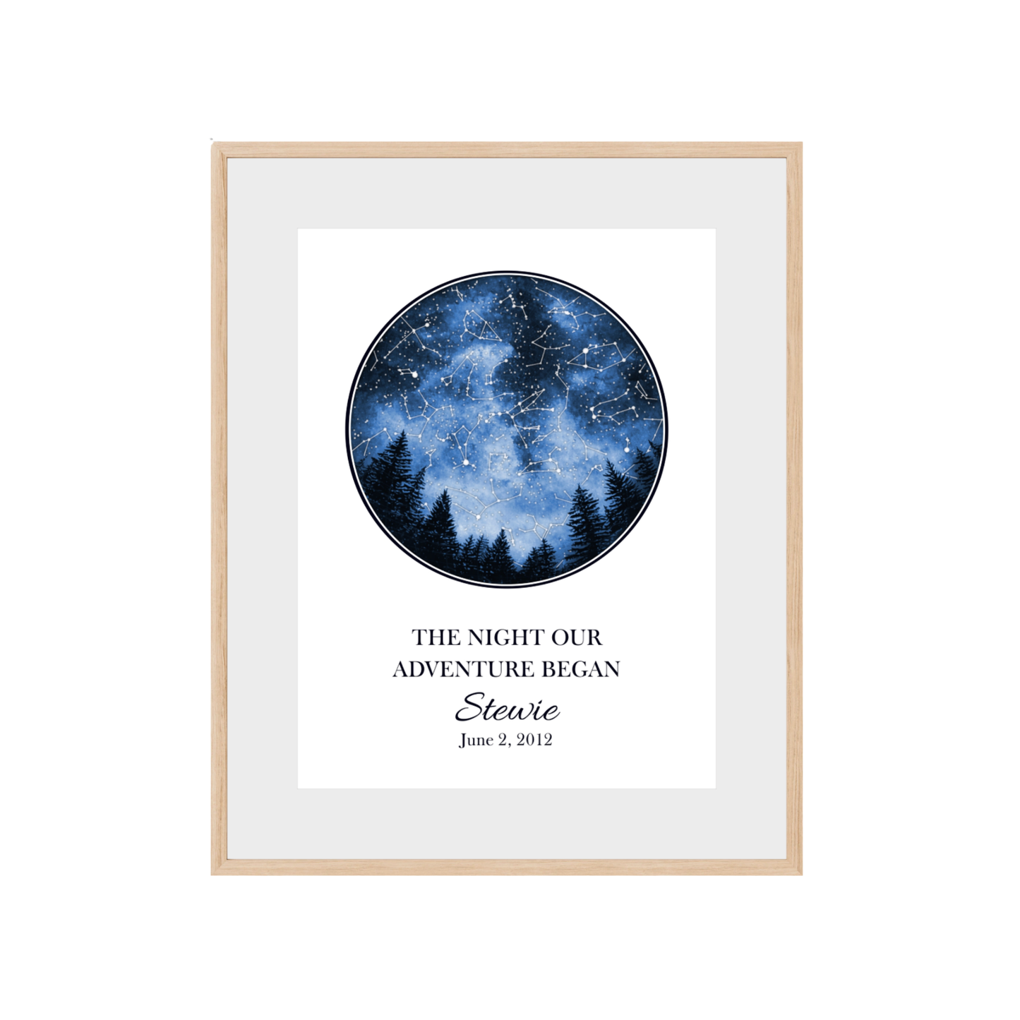 Custom Trees Star Map - The Night Our Adventure Began