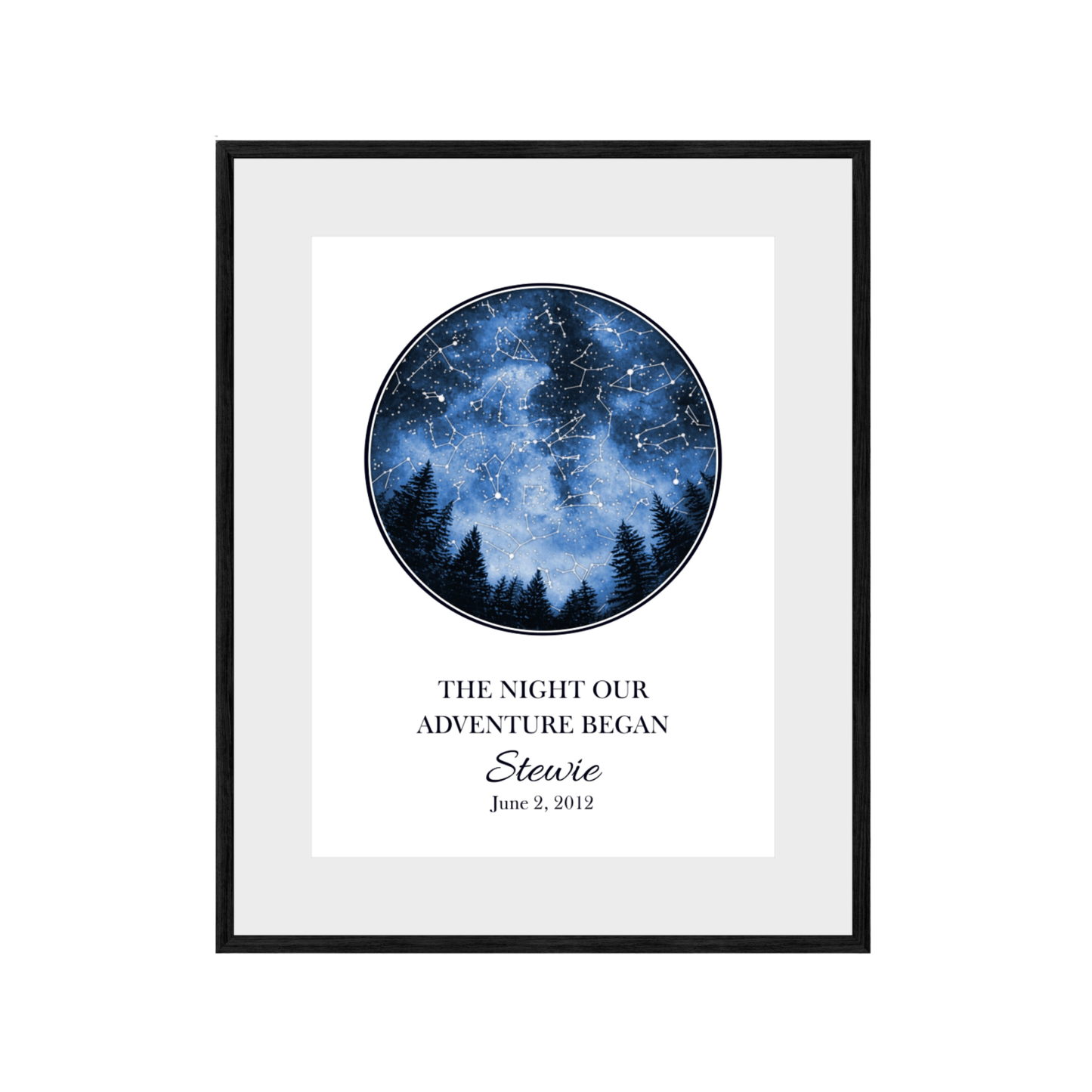 Custom Trees Star Map - The Night Our Adventure Began