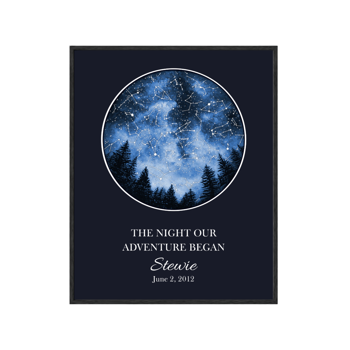 Custom Trees Star Map - The Night Our Adventure Began