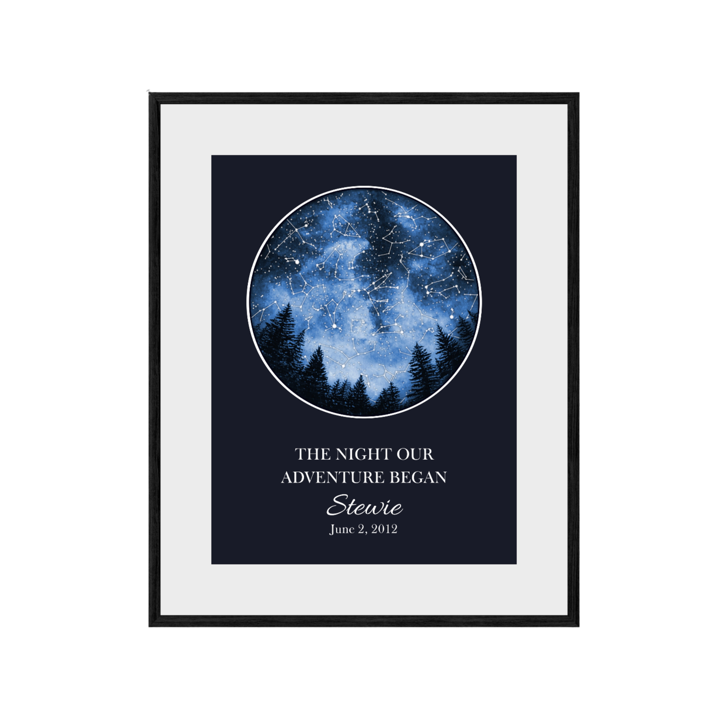 Custom Trees Star Map - The Night Our Adventure Began