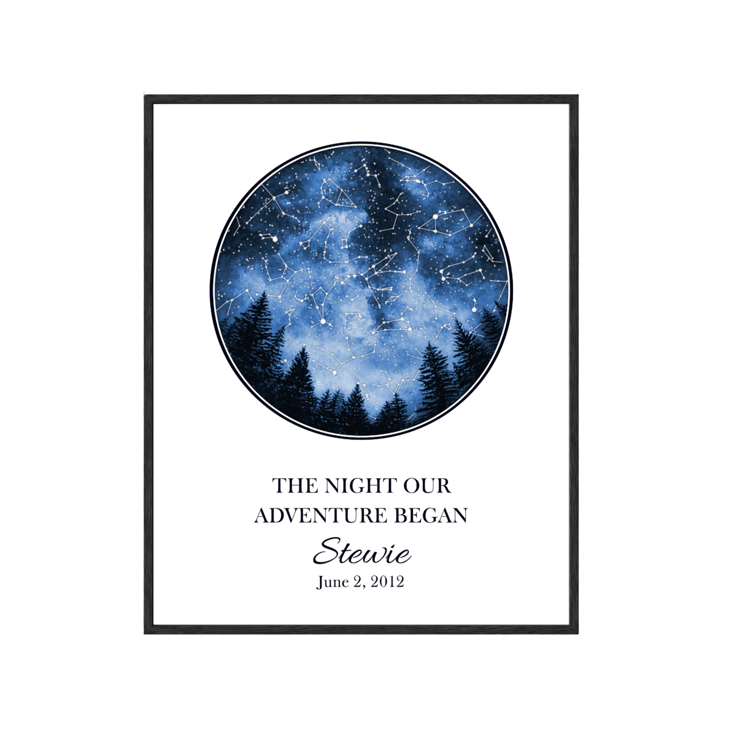 Custom Trees Star Map - The Night Our Adventure Began