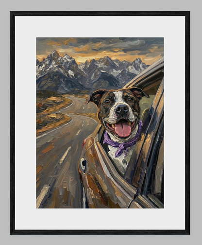 Wind in My Fur: The Ultimate Road Trip Custom Pet Portrait