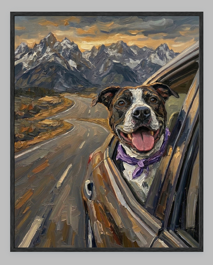 Wind in My Fur: The Ultimate Road Trip Custom Pet Portrait