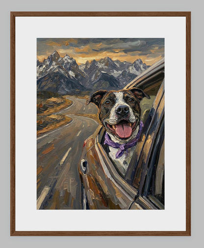 Wind in My Fur: The Ultimate Road Trip Custom Pet Portrait