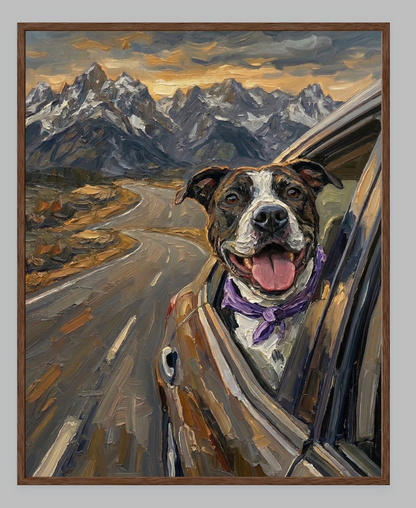 Wind in My Fur: The Ultimate Road Trip Custom Pet Portrait