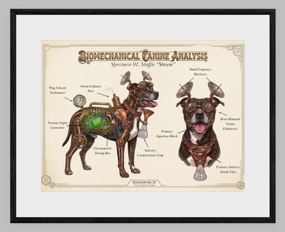 The Biomechanical Canine: Steampunk Anatomical Art