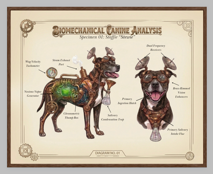 The Biomechanical Canine: Steampunk Anatomical Art