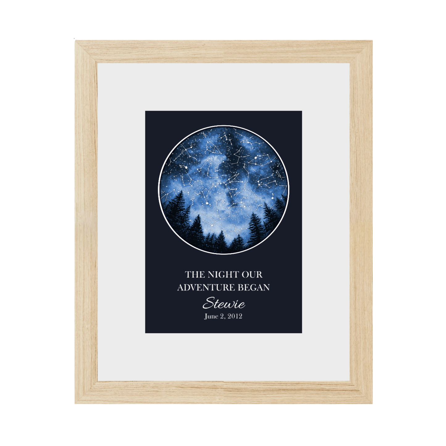 Custom Trees Star Map - The Night Our Adventure Began