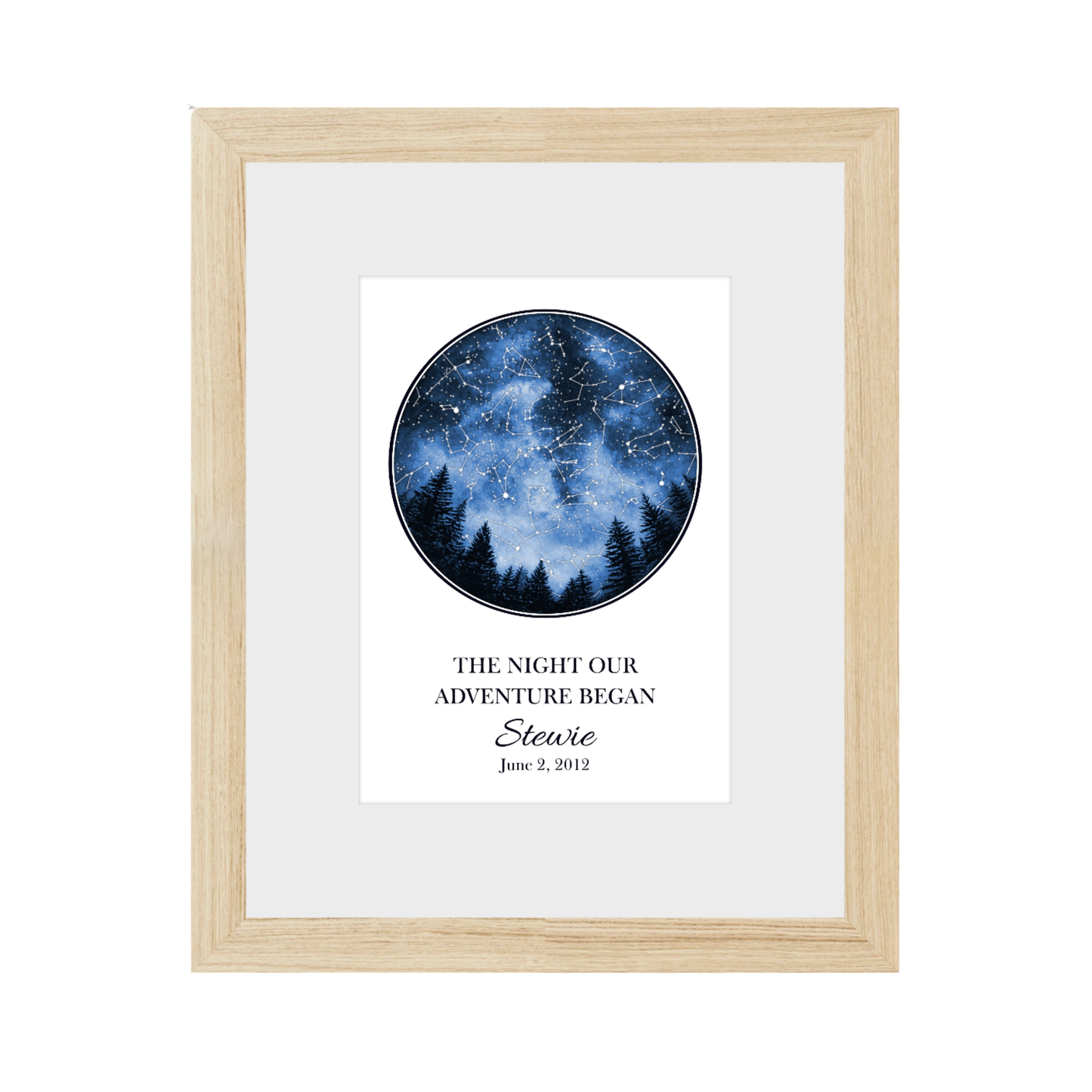 Custom Trees Star Map - The Night Our Adventure Began