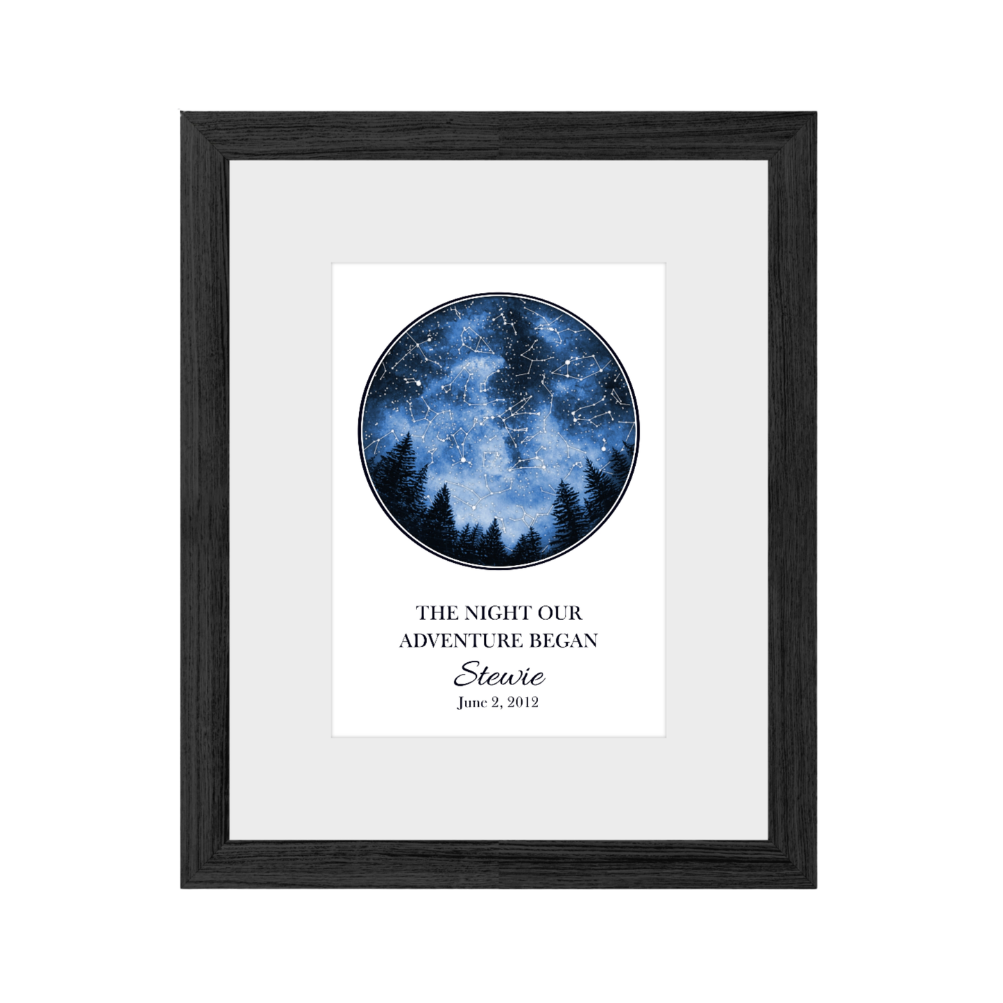 Custom Trees Star Map - The Night Our Adventure Began
