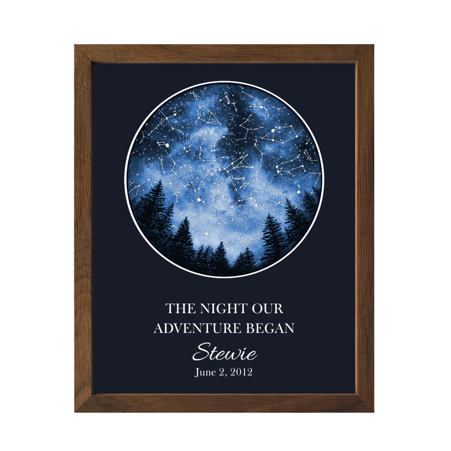 Custom Trees Star Map - The Night Our Adventure Began