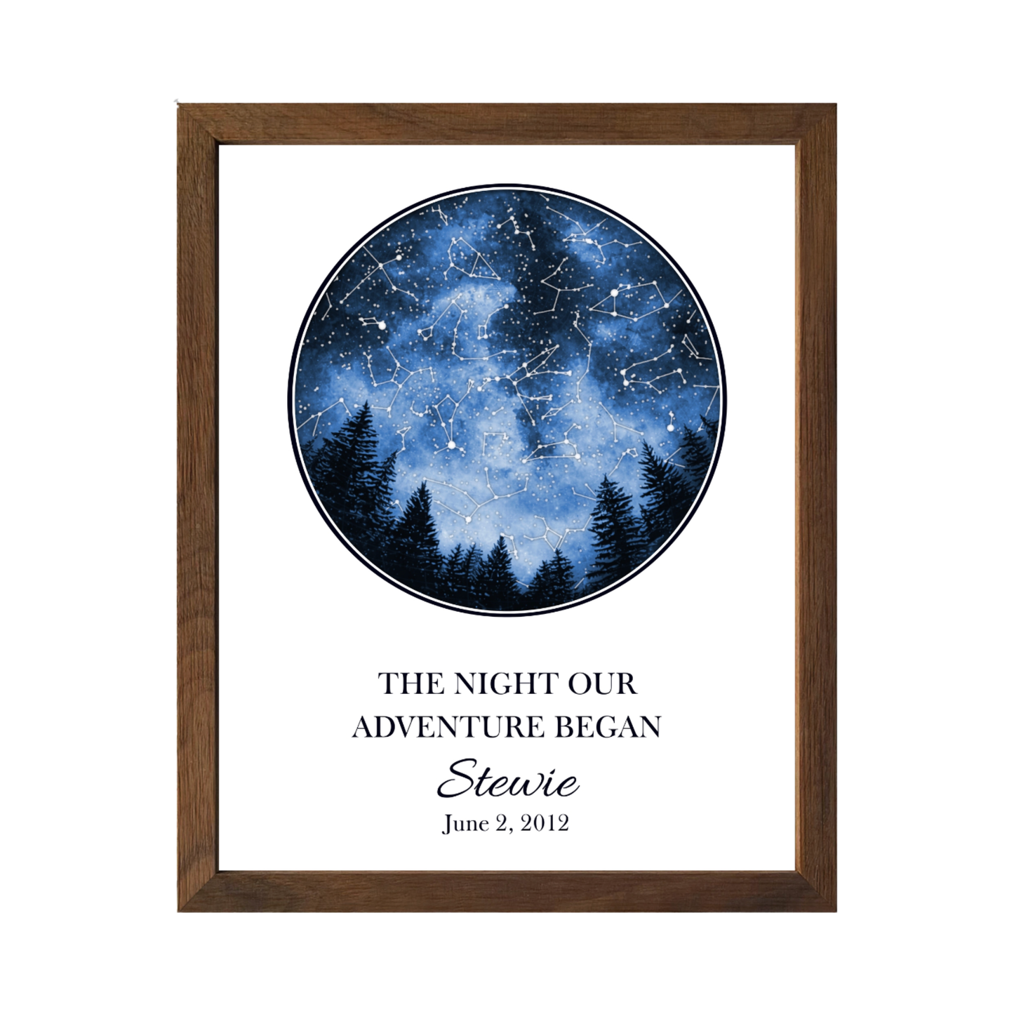 Custom Trees Star Map - The Night Our Adventure Began