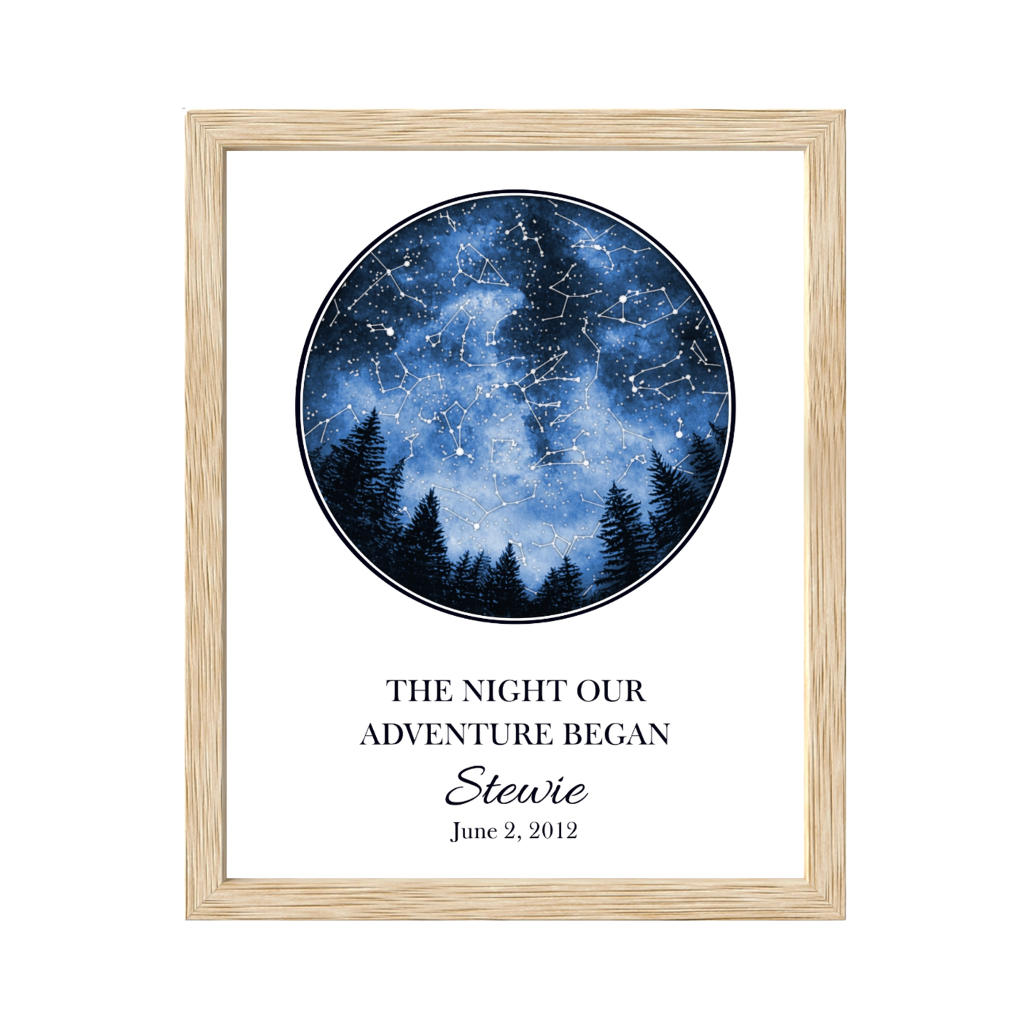 Custom Trees Star Map - The Night Our Adventure Began