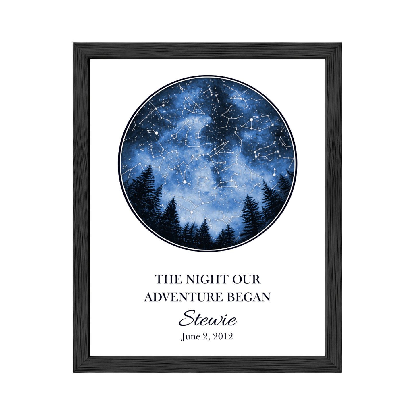 Custom Trees Star Map - The Night Our Adventure Began