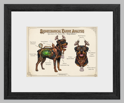 The Biomechanical Canine: Steampunk Anatomical Art