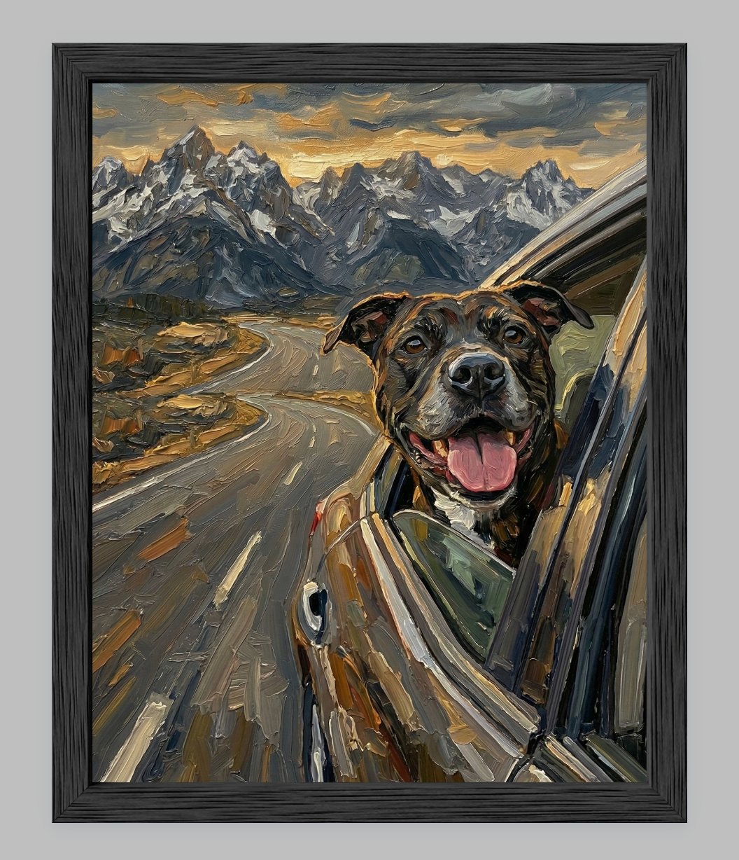 Wind in My Fur: The Ultimate Road Trip Custom Pet Portrait