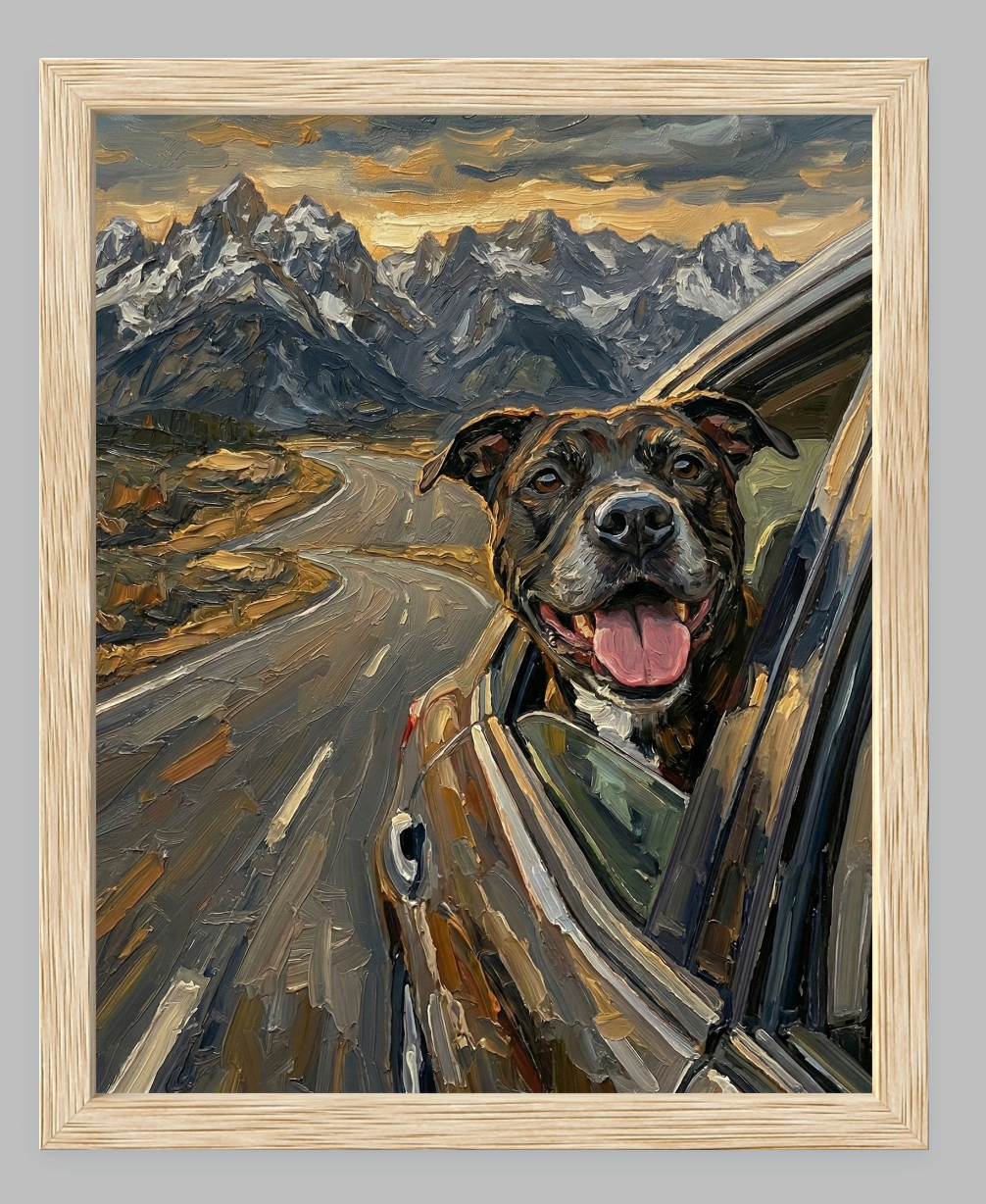 Wind in My Fur: The Ultimate Road Trip Custom Pet Portrait