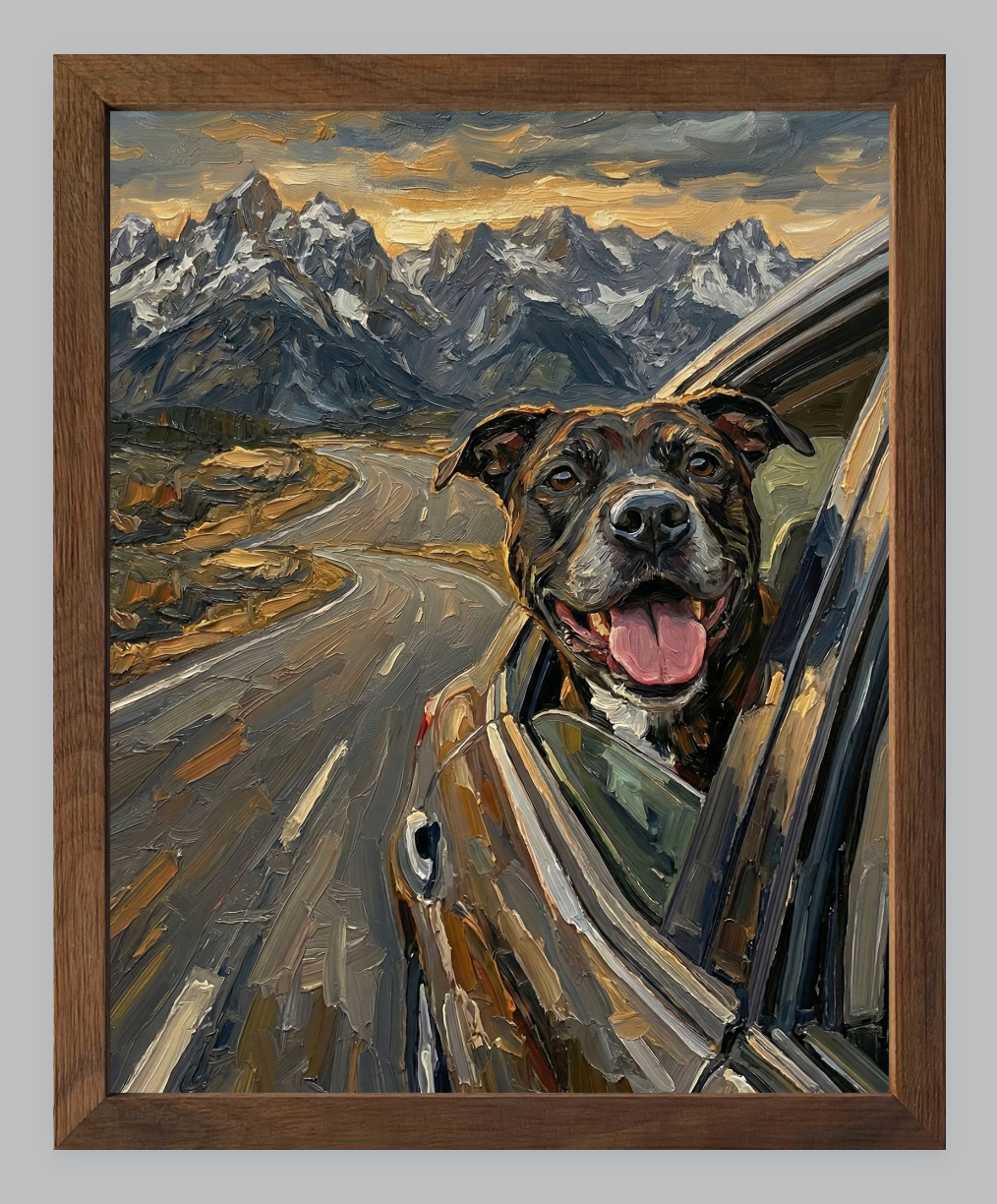 Wind in My Fur: The Ultimate Road Trip Custom Pet Portrait