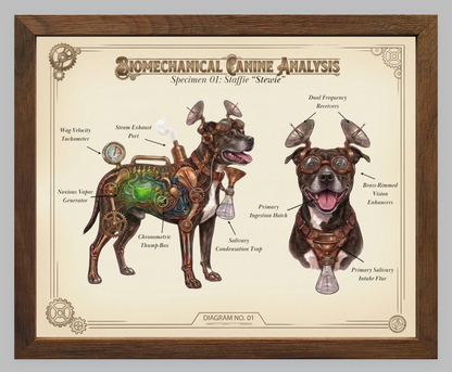 The Biomechanical Canine: Steampunk Anatomical Art