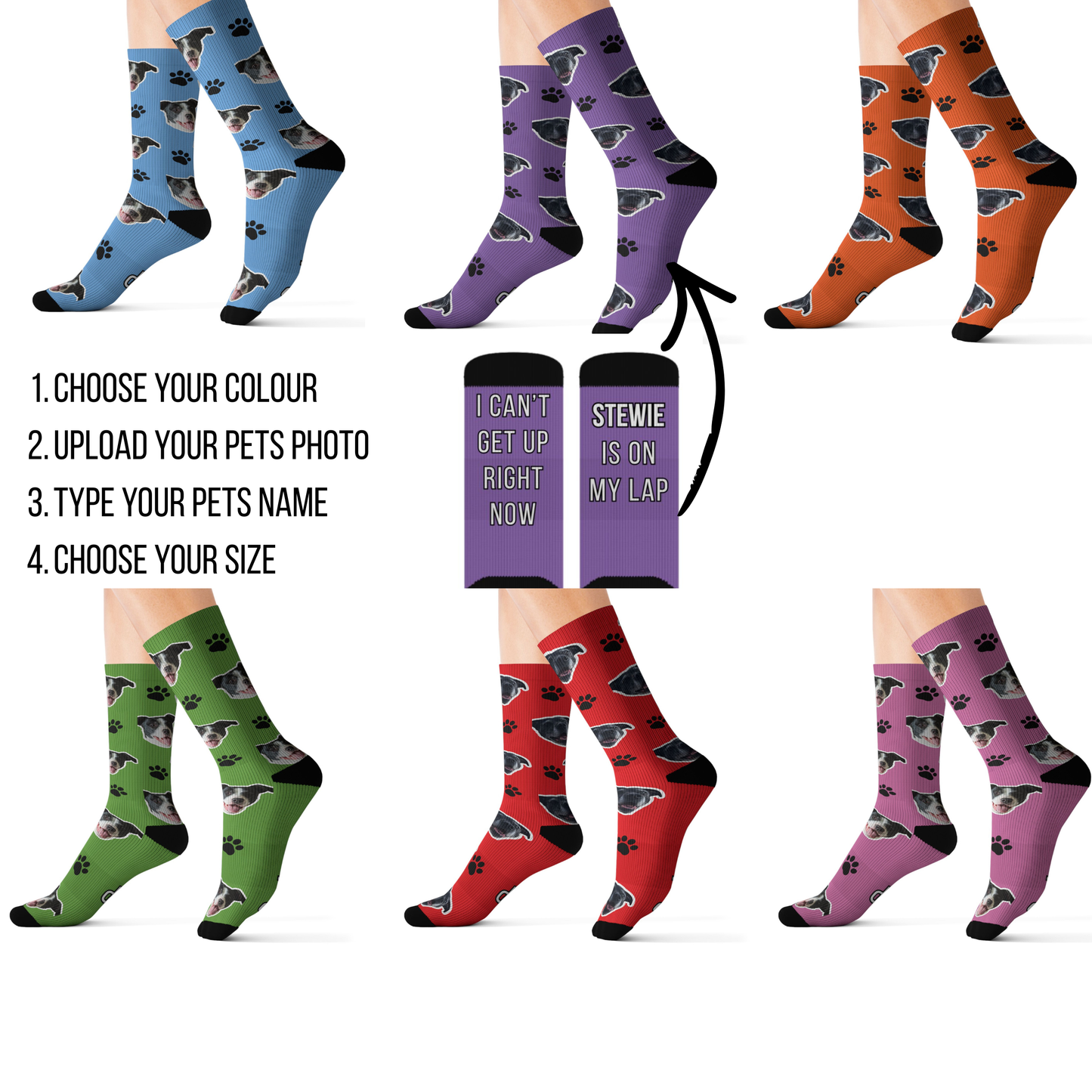 I Can't Get Up Right Now - Custom DOG Face Socks