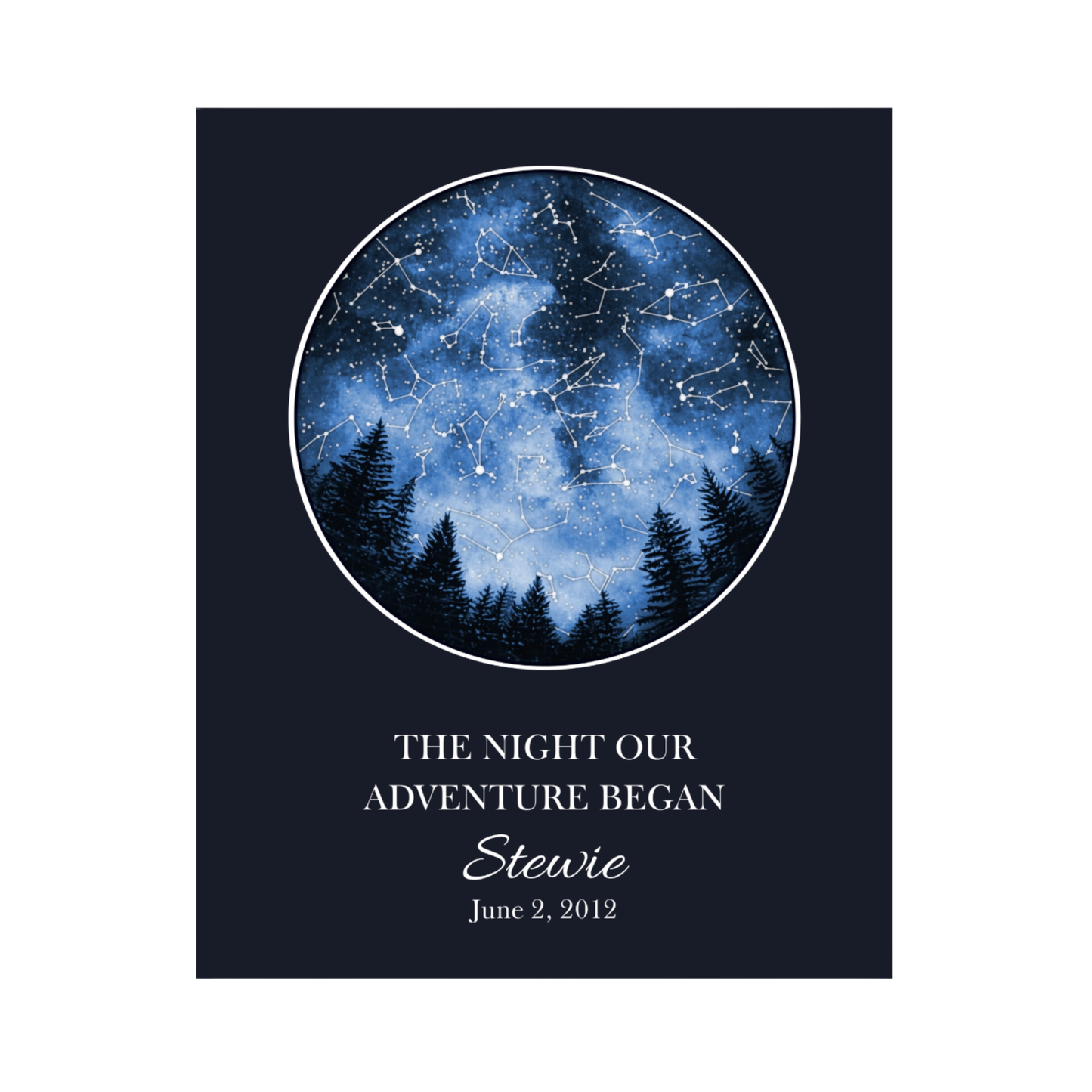 Custom Trees Star Map - The Night Our Adventure Began