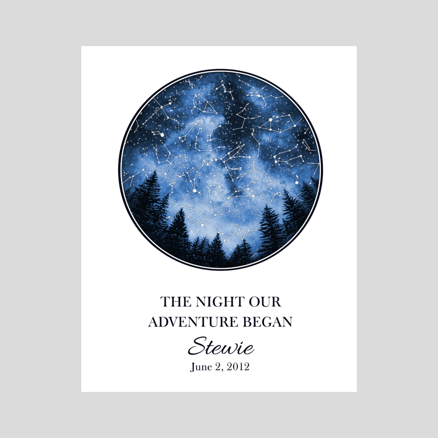 Custom Trees Star Map - The Night Our Adventure Began