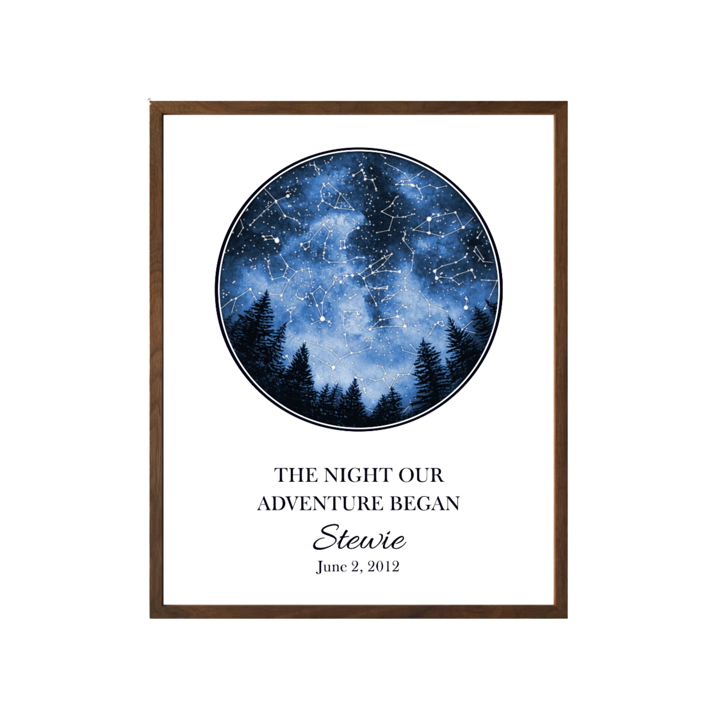 Custom Trees Star Map - The Night Our Adventure Began