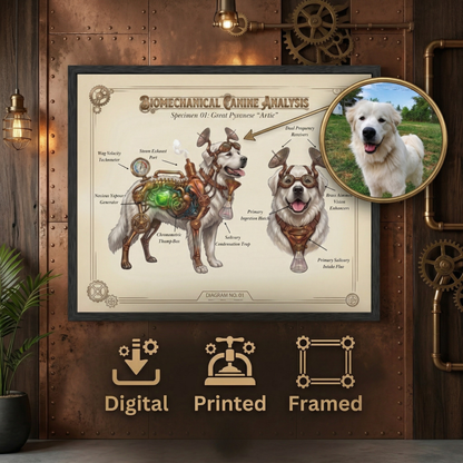 The Biomechanical Canine: Steampunk Anatomical Art