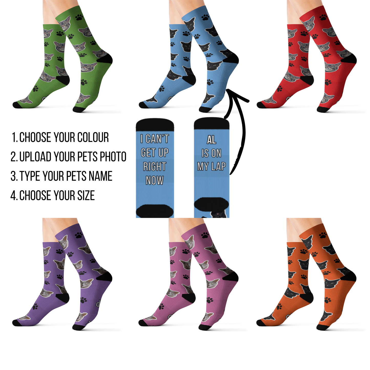 I Can't Get Up Right Now - Custom CAT Face Socks