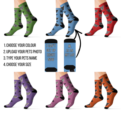 I Can't Get Up Right Now - Custom CAT Face Socks