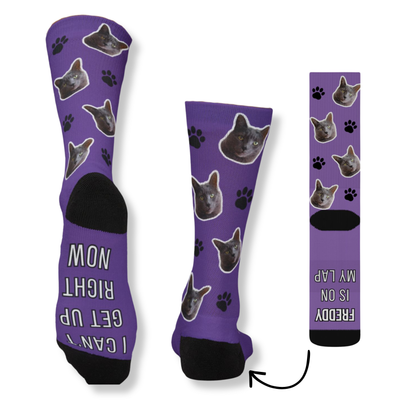 I Can't Get Up Right Now - Custom CAT Face Socks