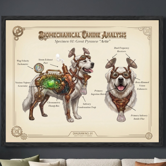 The Biomechanical Canine: Steampunk Anatomical Art