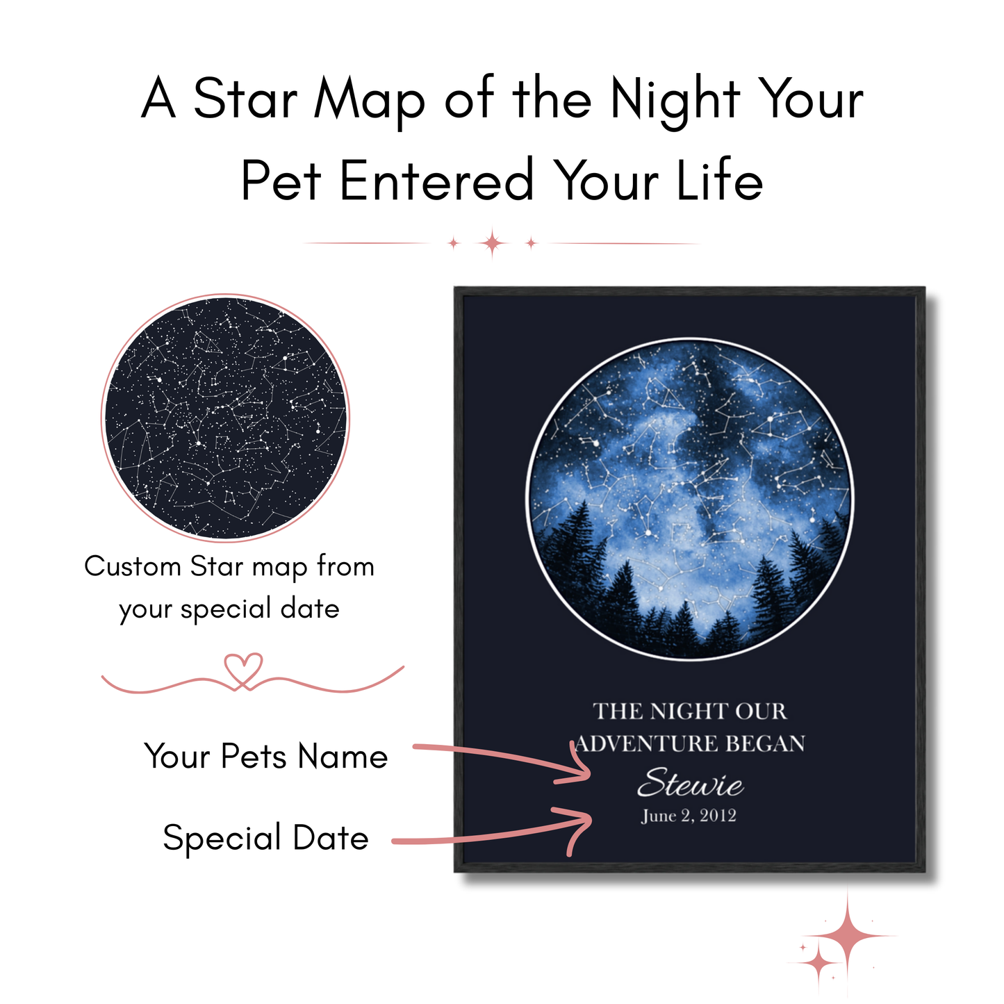 Custom Trees Star Map - The Night Our Adventure Began
